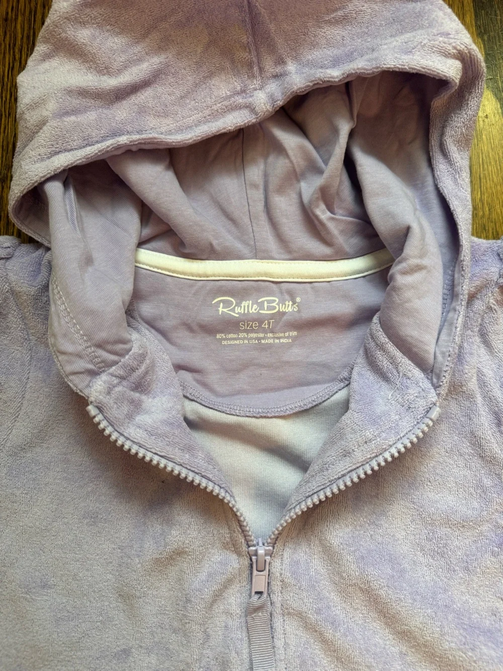 Ruffle Butts Lavender Hooded Zip Swim Coverup